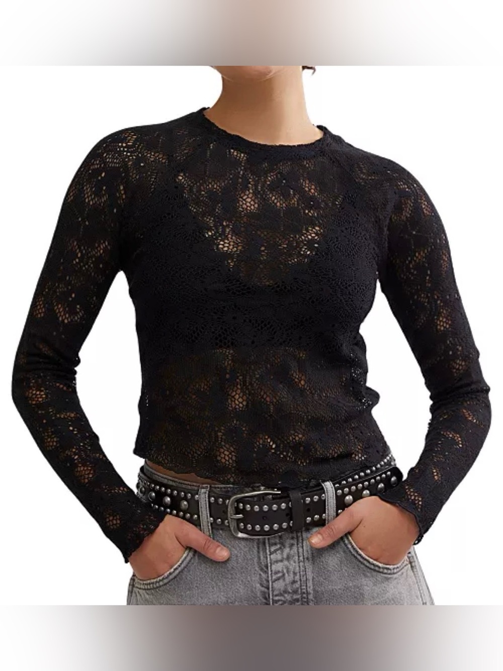 NWT Free People “In the Meadow” Semisheer Cotton Blend Lace Top